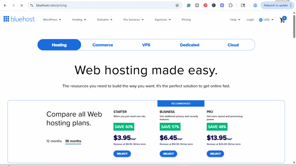 self-hosted platform, Bluehost